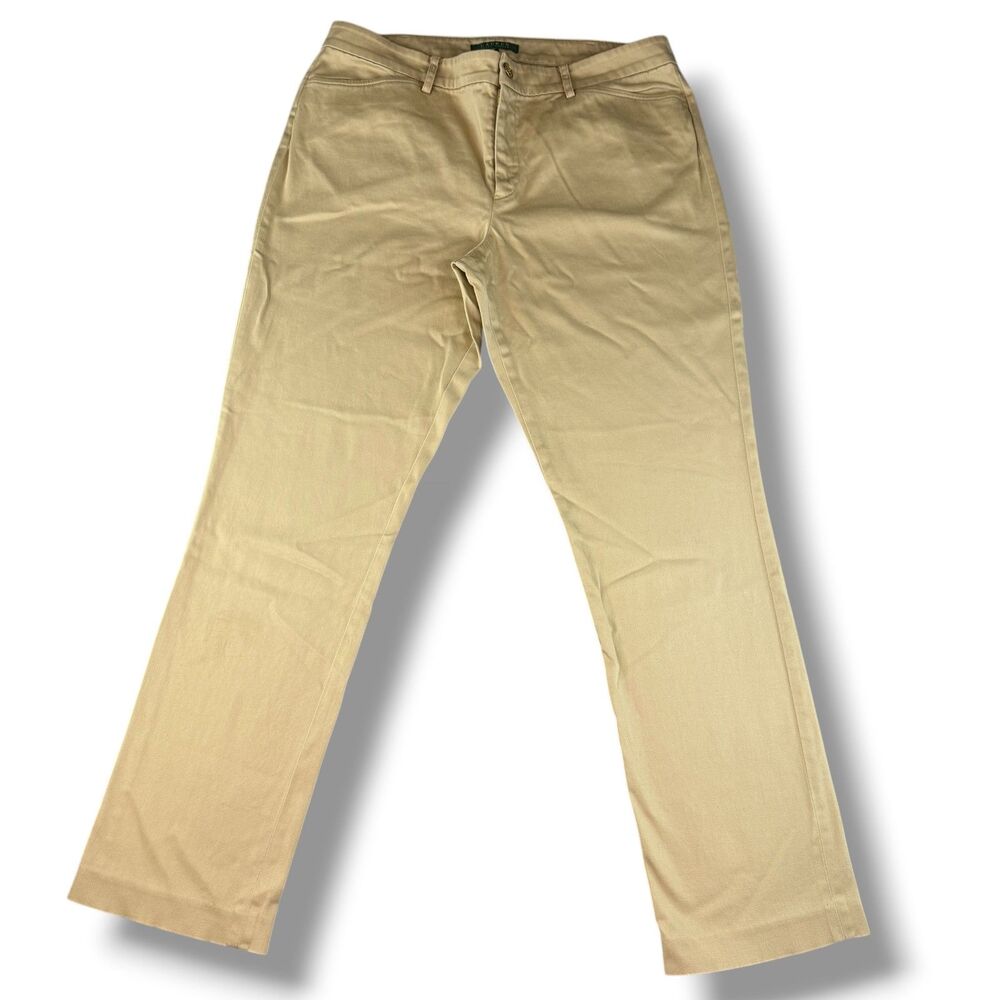Women's Ralph Lauren Khaki Dress Pants Straight Leg Size 12 Business Casual